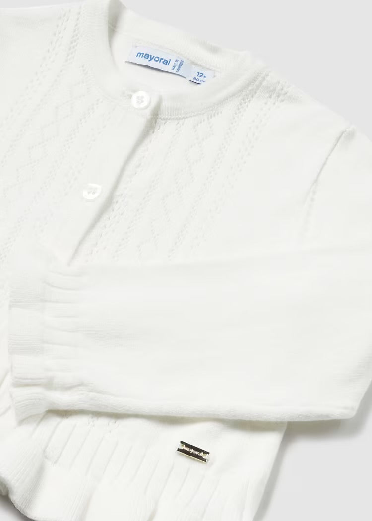 Off White Ruffle Cardigan