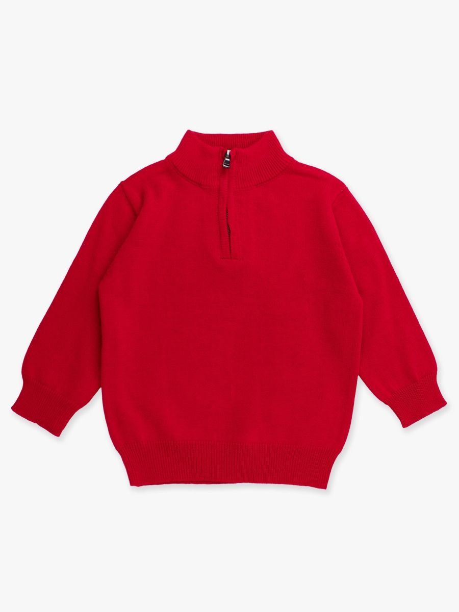 Red Quarter Zip Sweater
