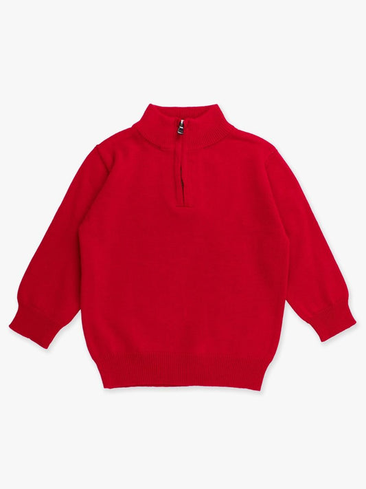 Red Quarter Zip Sweater
