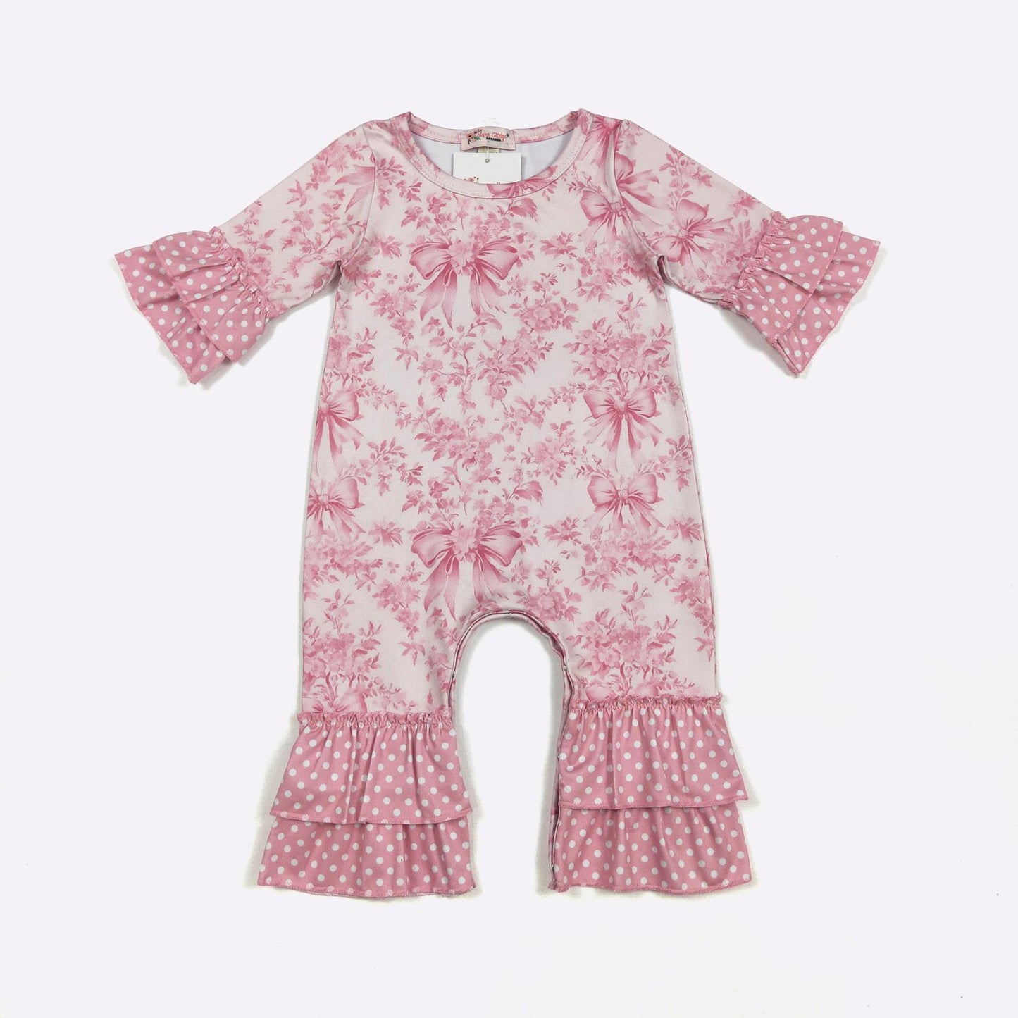 Pink Damask Baby Romper