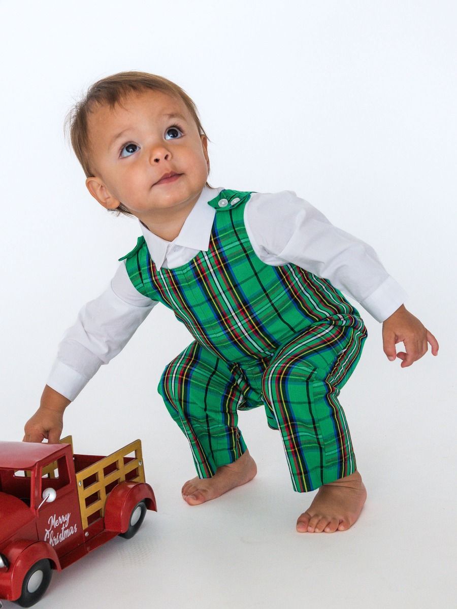 Green Nicholas Plaid Longall Romper