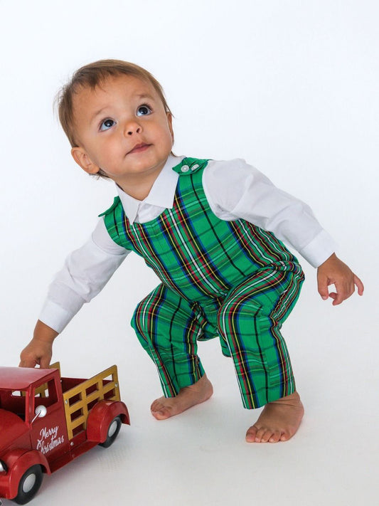 Green Nicholas Plaid Longall Romper