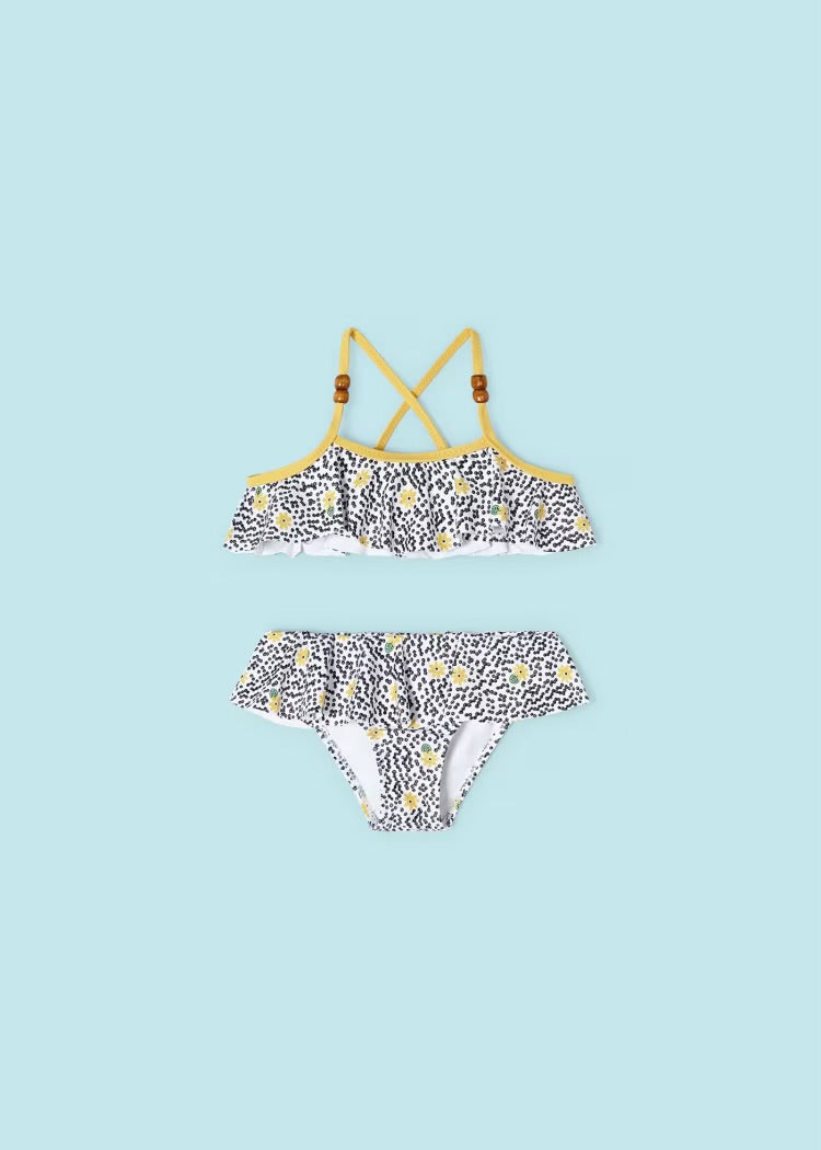 Yellow Flower Ruffle Bikini