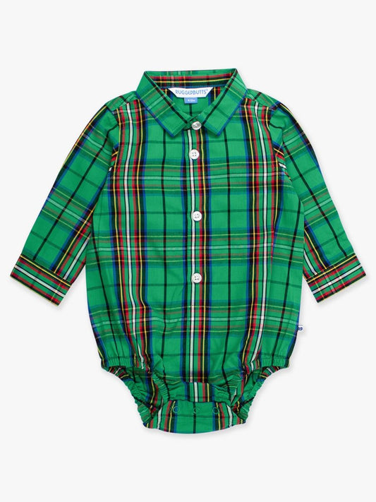 Green Nicholas Plaid Button Down Bodysuit