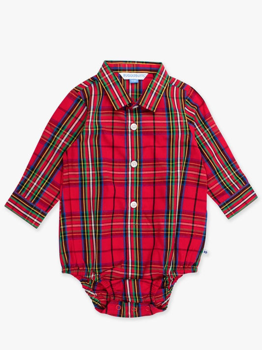 Red Nicholas Plaid Button Down Bodysuit