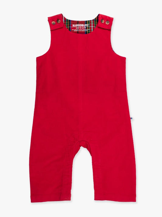 Red Stretch Corduroy Longall Romper