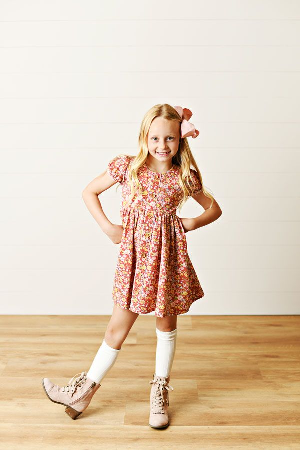 Burnt Orange Harvest Floral Dress