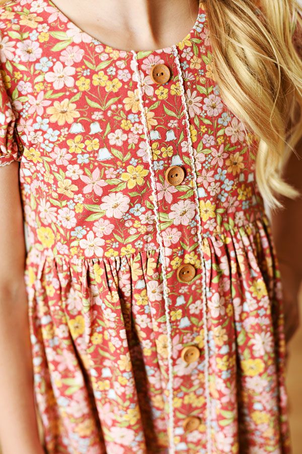 Burnt Orange Harvest Floral Dress