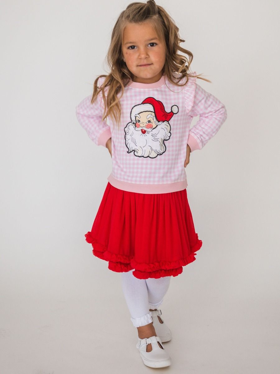 Red Elastic Waist Ruffle Tulle Skirt
