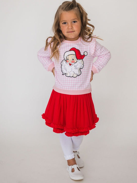 Red Elastic Waist Ruffle Tulle Skirt