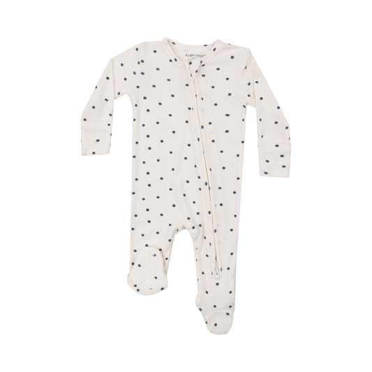NAVY MINI DOT 2 WAY ZIPPER FOOTIE