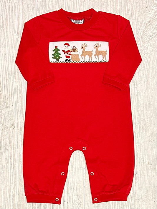 Christmas Time Smocked Boys Romper