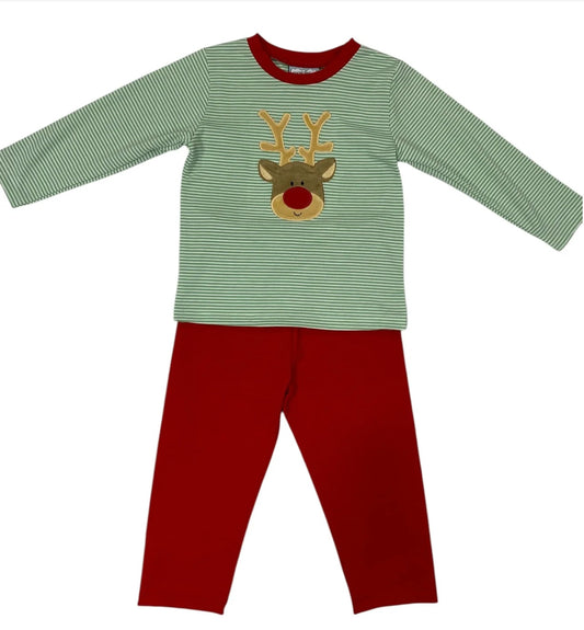 Reindeer Applique Boys Pant Set