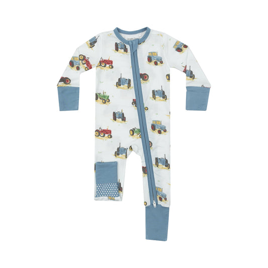 VINTAGE TRACTORS ZIP ROMPER