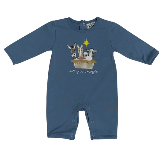 Away in the Manger Boys Blue Romper