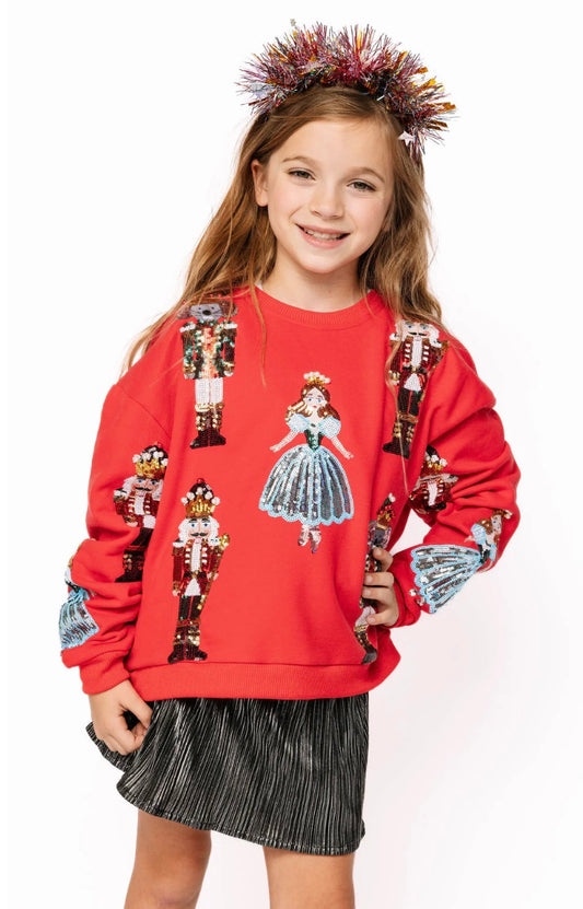 Queen Of Sparkle Kids Red Nutcracker Ballet Sweatshirt