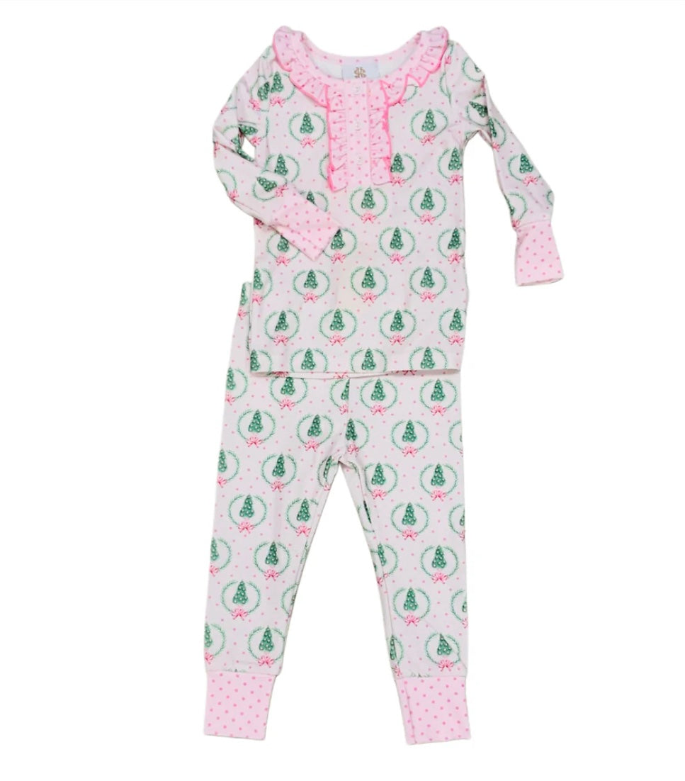 Pink Wreath & Tree Pajama Set