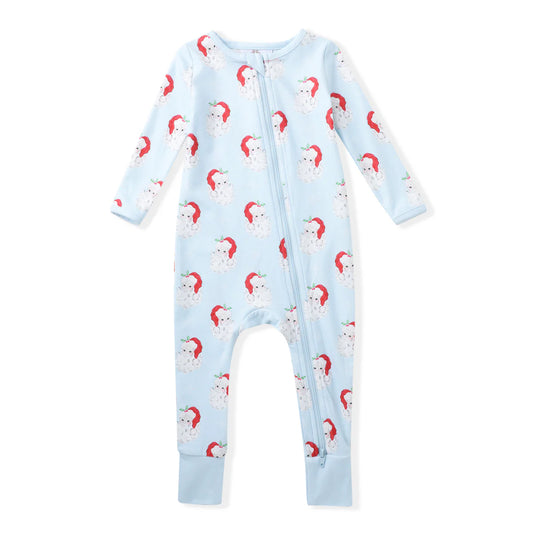 Santa Baby Blue Butterknit Layette Romper