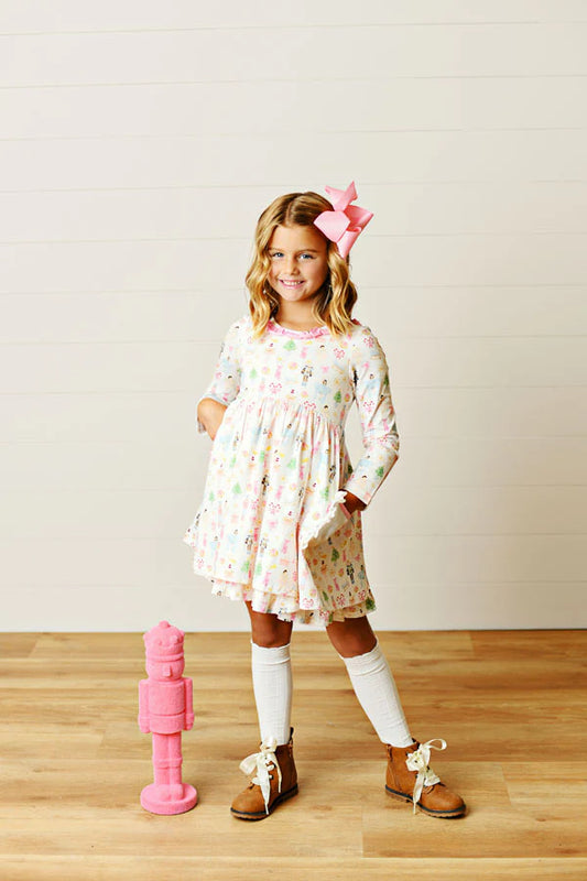 Nutcracker Ballet Embroidery Pocket Dress