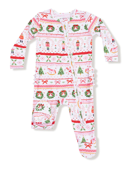 Sugar Plum Ruffle Fairy Fair Isle Footie
