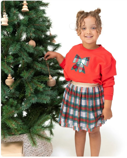 Holiday Plaid Bow Red Sweatshirt