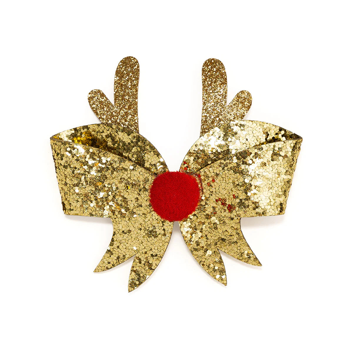 Reindeer Glitter Christmas Bow Clip