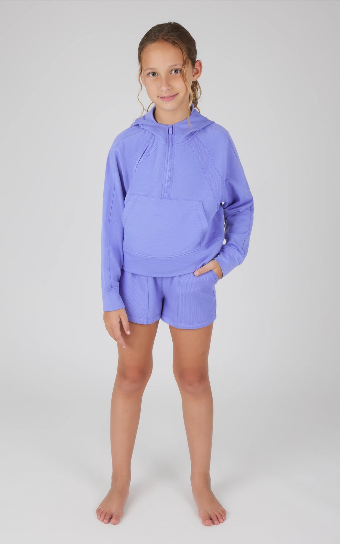 Periwinkle Half Zip Hoodie & Short Set