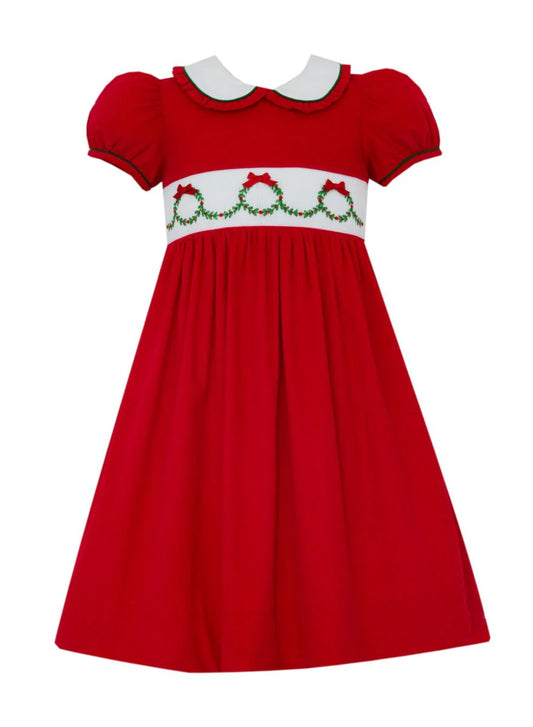 Red Corduroy Smocked Dress
