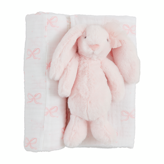 Bow Swaddle and Rattle Set