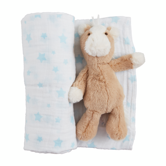Stars Swaddle and Rattle Set