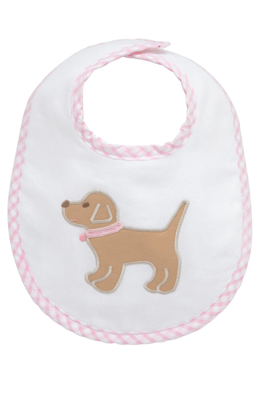 Puppy Applique Basic Bib, Pink