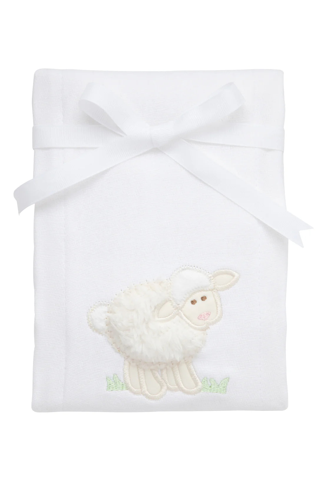 Lamb Applique Burp, White