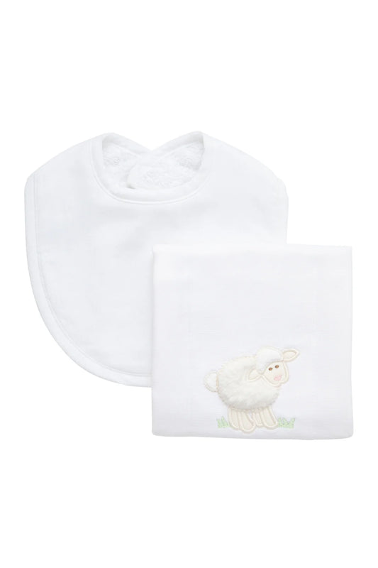 Lamb Basic Bib & Burp Boxed Set, White