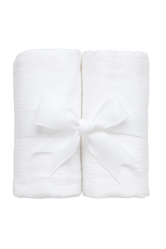 White Seersucker Stripe Set of Two Burps