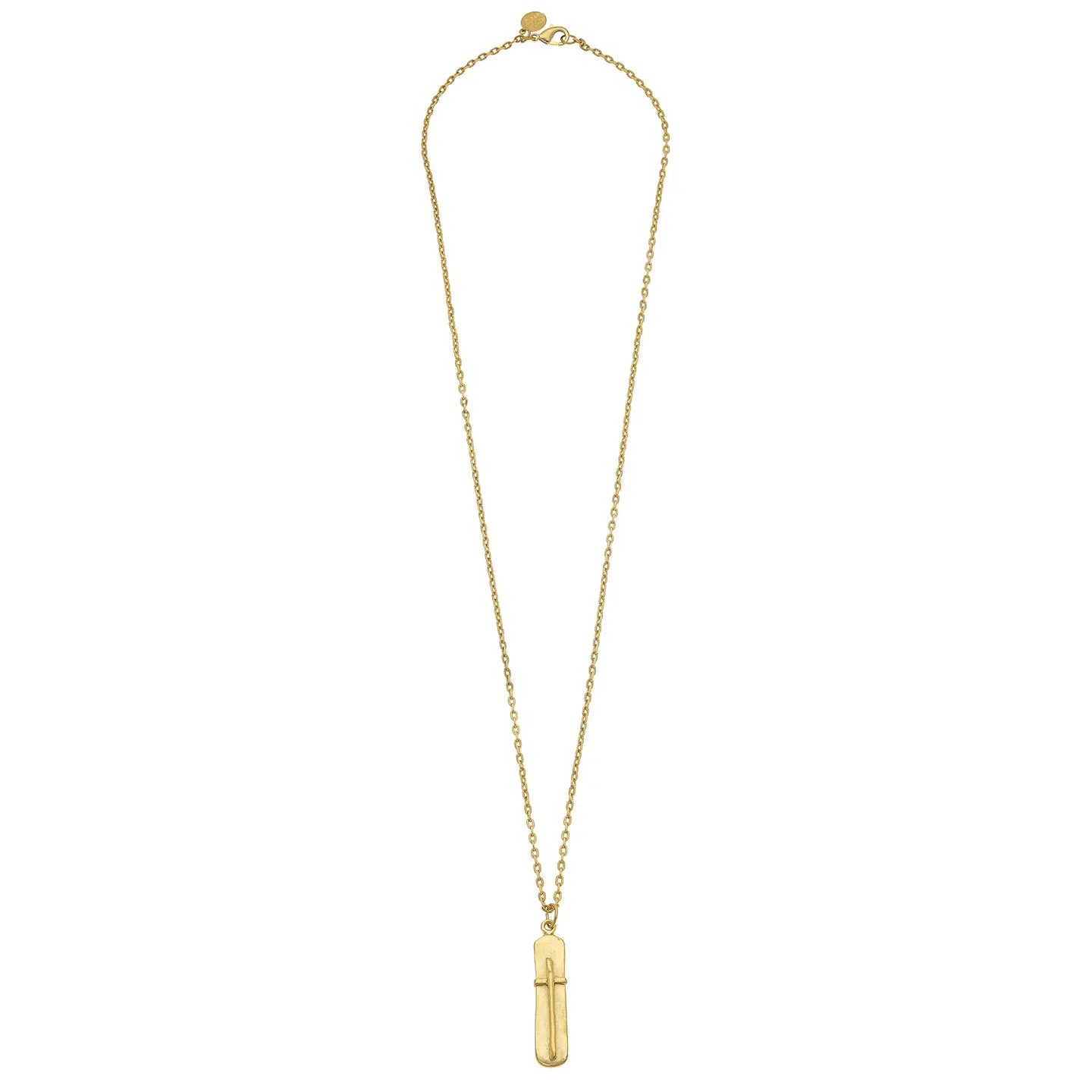 Gold Bar + Cross Chain Necklace