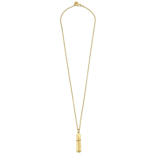 Gold Bar + Cross Chain Necklace
