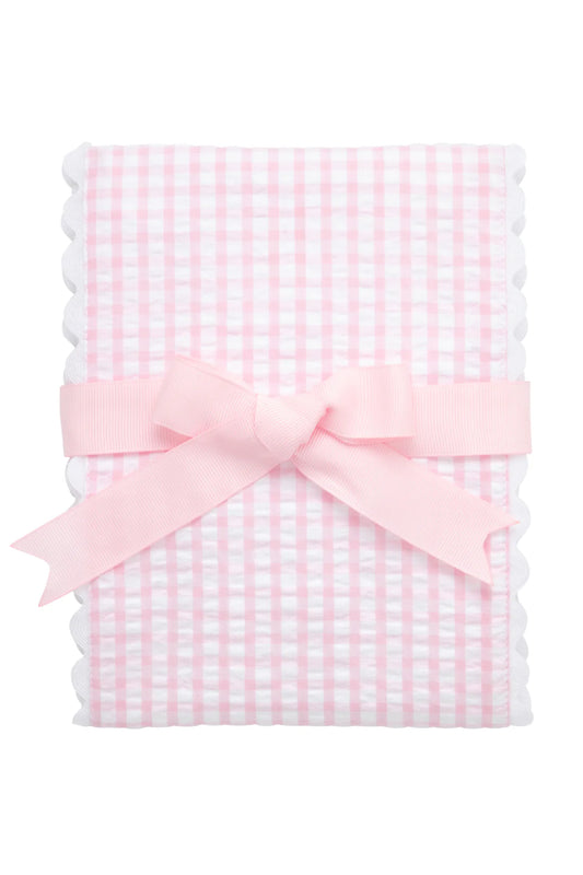 Big Check Fancy Fabric Burp Pink
