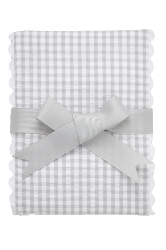 Big Check Fancy Fabric Burp Gray