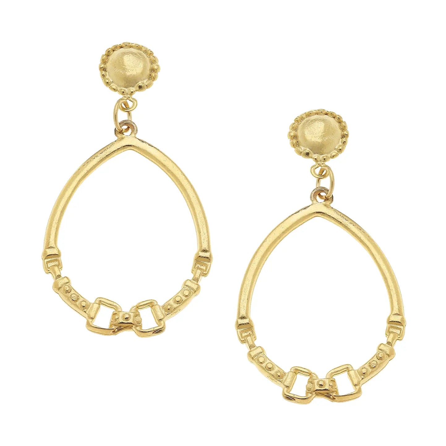 Gold Cab and Horse Bit Hoop Earrings