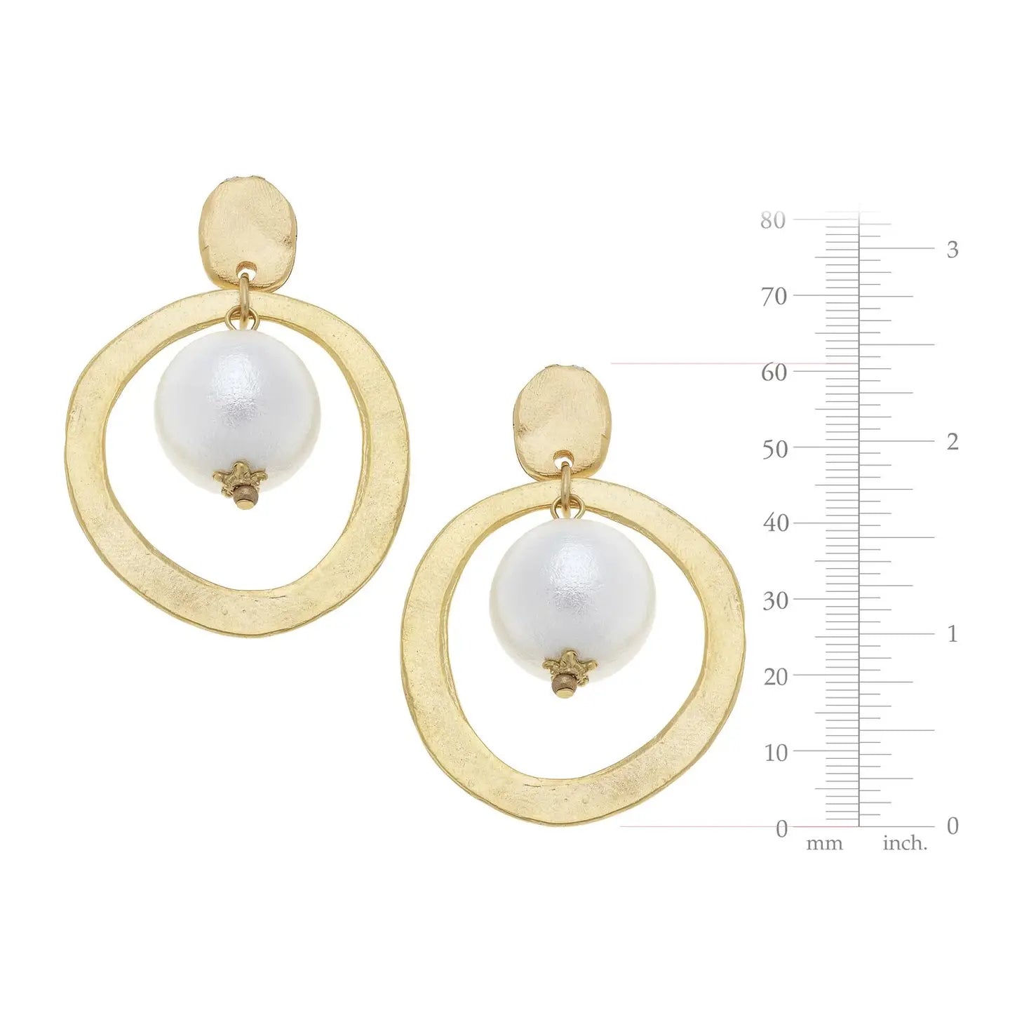 Gold Hoop with Cotton Pearl Rarrings