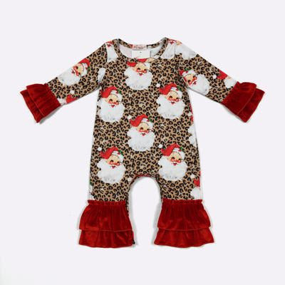 Red Velvet Leo Santa Romper