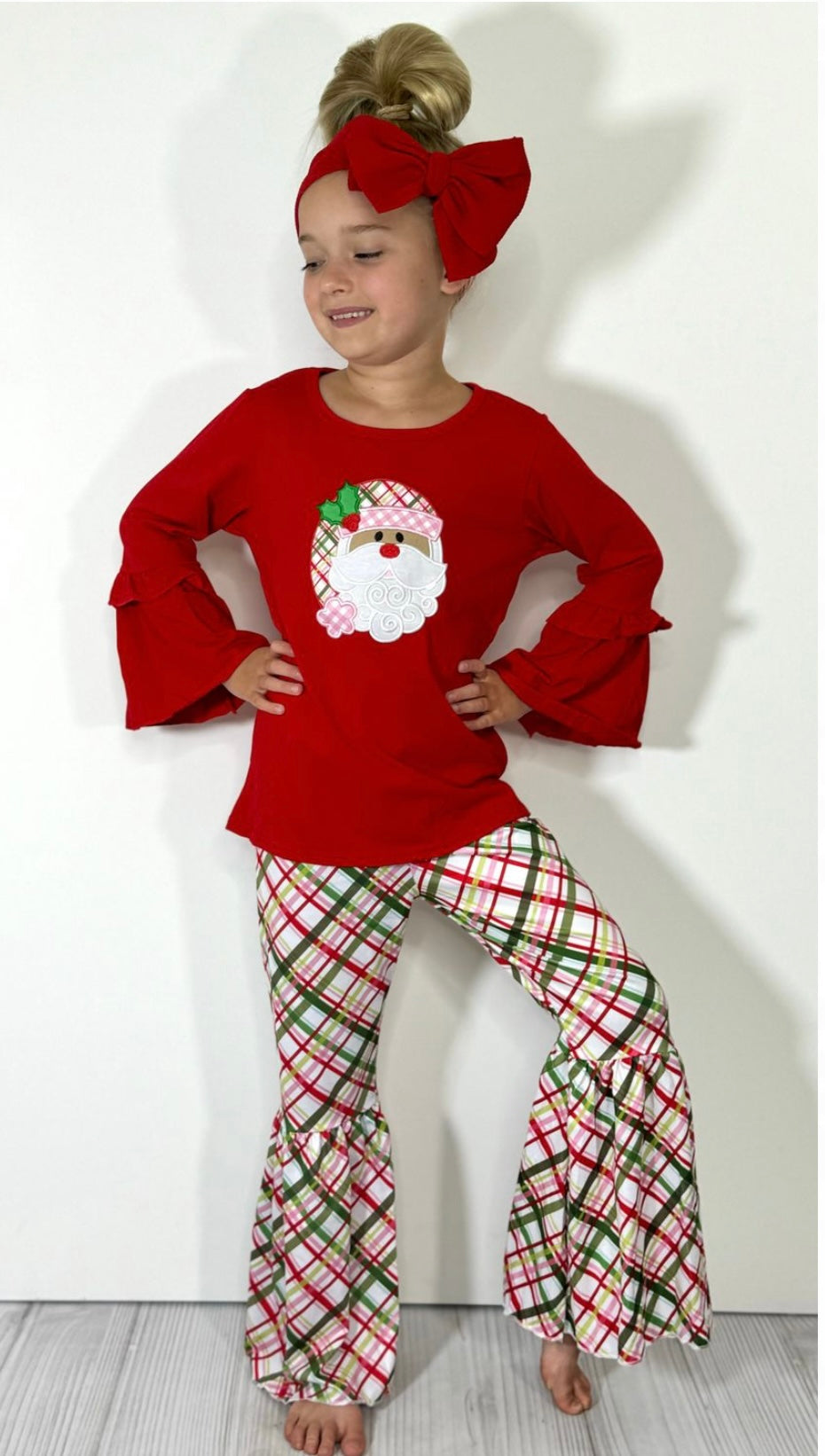 Plaid St Nick Girls Set