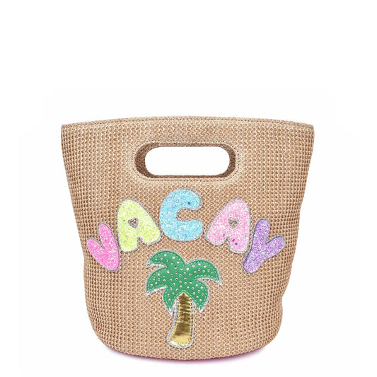 'Vacay' Straw Top-Handle Mini Tote Bag