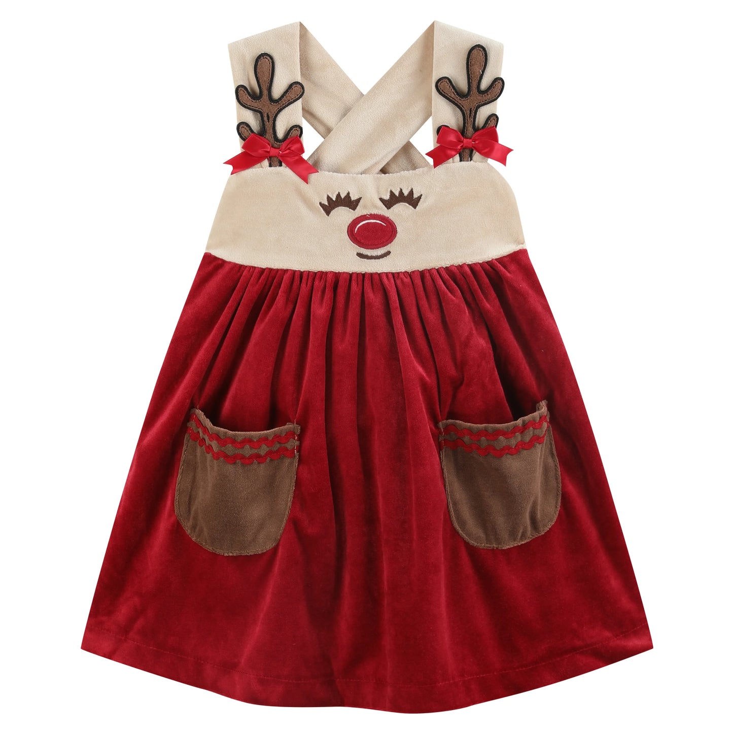 Red & White Reindeer Christmas Jumper Dress