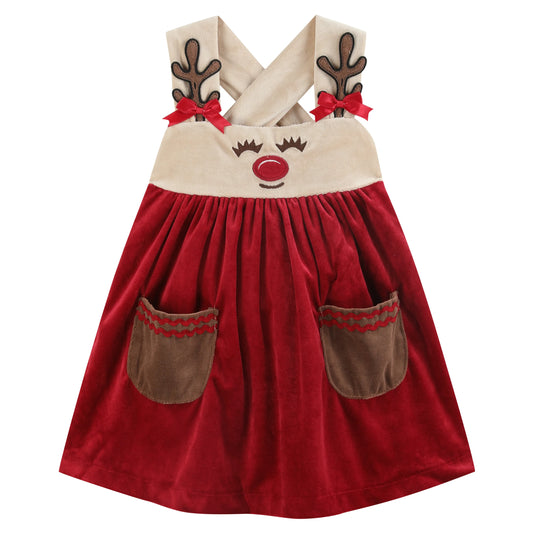 Red & White Reindeer Christmas Jumper Dress