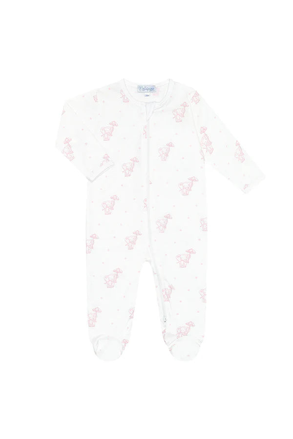Pink Elephant Zipper Footie