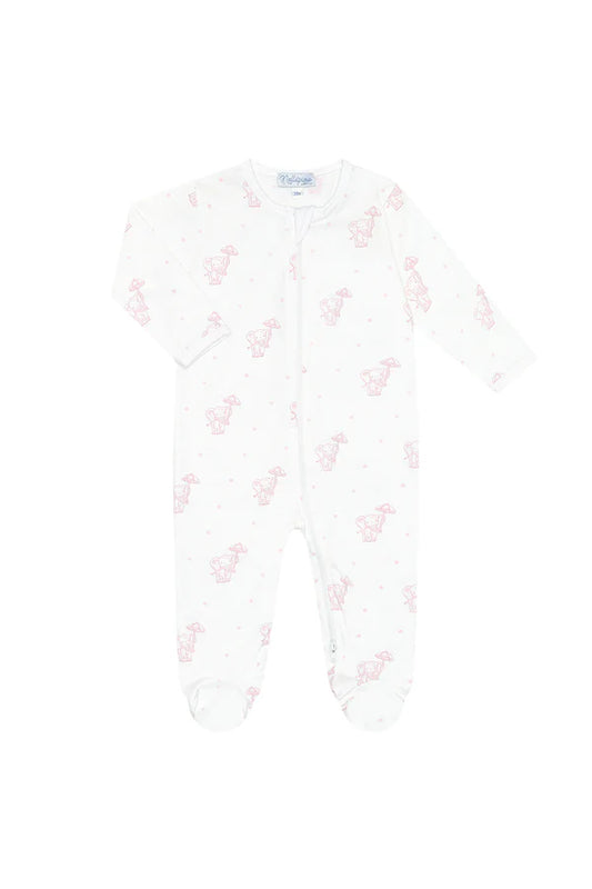 Pink Elephant Zipper Footie