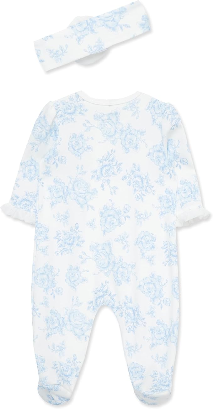 Blue Roses Ruffle Footie