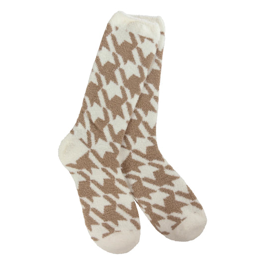 Brown Pattern Fuzzy Socks