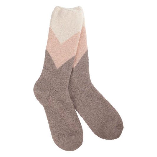 Cream Pink Tan Fuzzy Socks